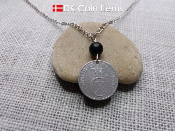 Denmark 1941 coin necklace - 83 year old crowned letter C initial 2 ore - 83rd birthday gift - Antique Danish souvenir - Cord/chain option