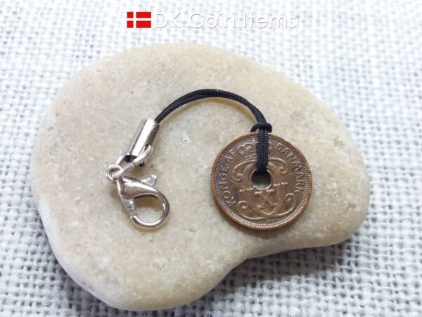 Danish 1932 coin charm. C-monogram 1 ore coin 92 years old.