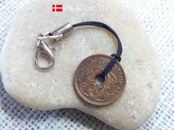 Danish 1932 coin charm. C-monogram 1 ore coin 92 years old.