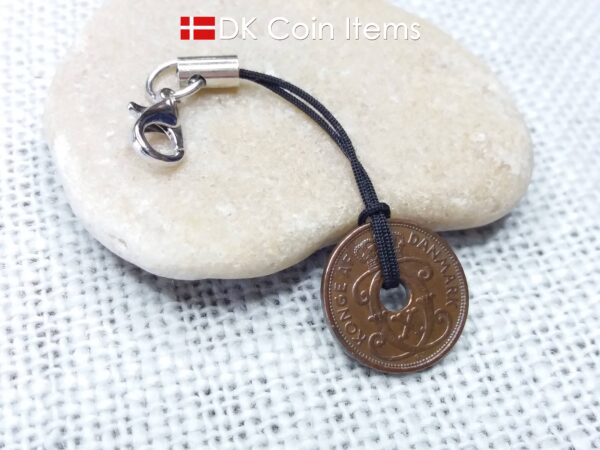 Danish 1927 coin charm. C-monogram 1 ore coin 97 years old.