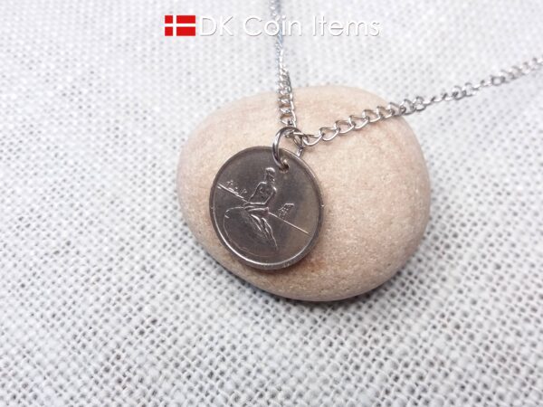 The Little Mermaid Denmark coin pendant necklace. Copenhagen Tramways vintage fare token 1966-1967. Chain/cord options