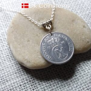 Denmark C-initial 1941 coin necklace (chain included) - 83 year old vintage 2 ore as coin pendant - 83rd birthday gift - Danish souvenir