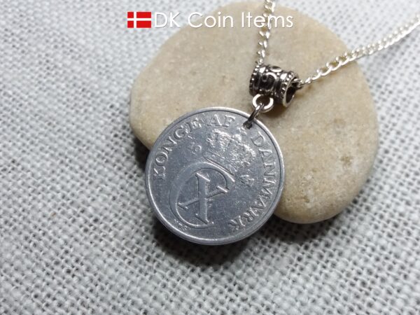 Denmark C-initial 1941 coin necklace. 83 year old vintage 5 ore as coin pendant. 83rd birthday gift. Danish souvenir. 5th anniversary gift