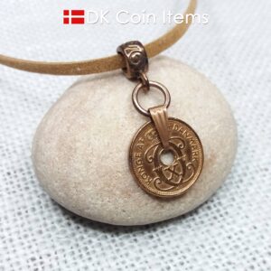 Denmark 1939 C-initial coin necklace - 85 year old vintage copper 1 ore coin pendant - 85th birthday gift. Cord/chain option