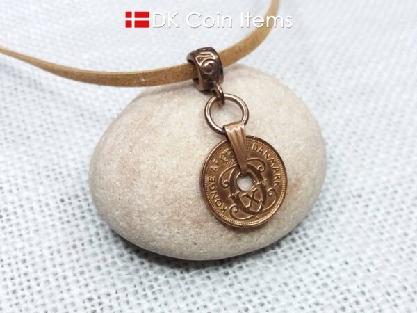 Denmark 1939 C-initial coin necklace - 85 year old vintage copper 1 ore coin pendant - 85th birthday gift. Cord/chain option