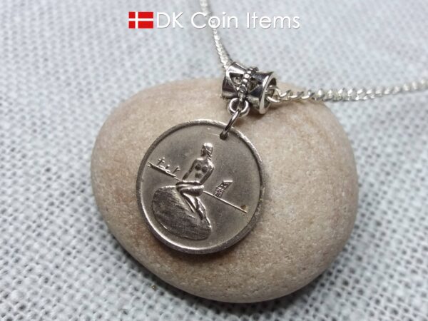 Denmark Little Mermaid coin necklace - Copenhagen vintage token 1966-1967 - Danish fairy tale souvenir - Chain/cord options