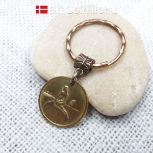 Denmark Mermaid keychain - The Little Mermaid sculpture on Copenhagen vintage token coin 1966-1967 - Danish fairy tale souvenir