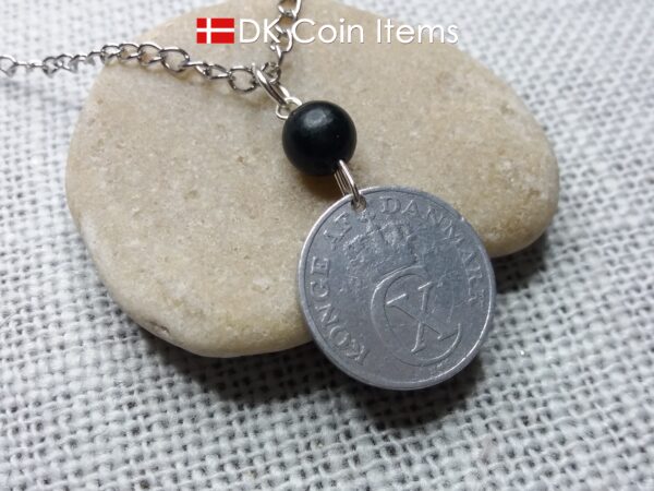 Denmark 1941 coin necklace - 83 year old crowned letter C initial 2 ore - 83rd birthday gift - Antique Danish souvenir - Cord/chain option