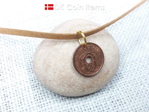 Denmark 1936 coin pendant necklace - Letter C initial on 88 year old 1 ore - 88th birthday gift - Danish souvenir - Cord/chain option