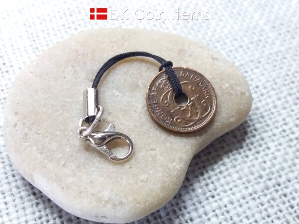 Danish 1932 coin charm. C-monogram 1 ore coin 92 years old.