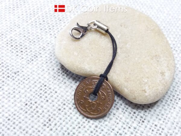 Danish 1927 coin charm. C-monogram 1 ore coin 97 years old.