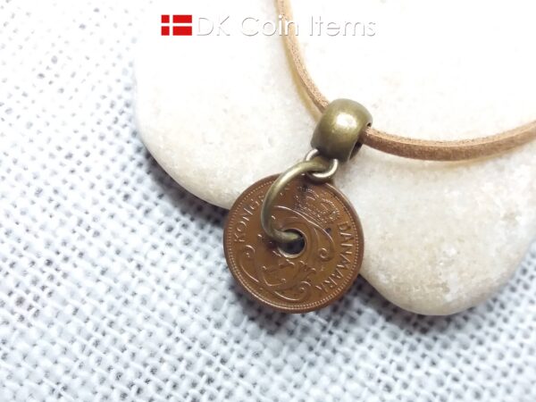 Danish 1930 coin necklace. 94 years old C-initial 1 ore coin.