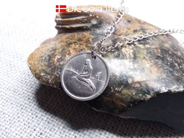 The Danish Little Mermaid coin pendant necklace. Copenhagen Tramways vintage fare token 1966-1967. Chain/cord options