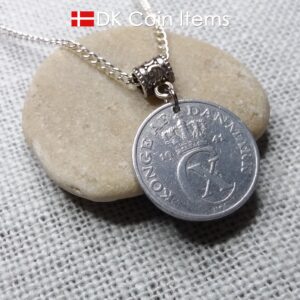 Denmark C-initial 1941 coin necklace. 83 year old vintage 5 ore as coin pendant. 83rd birthday gift. Danish souvenir. 5th anniversary gift