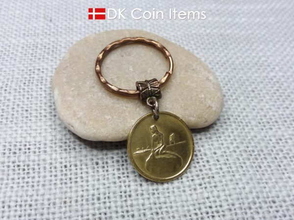 Denmark Mermaid keychain - The Little Mermaid sculpture on Copenhagen vintage token coin 1966-1967 - Danish fairy tale souvenir