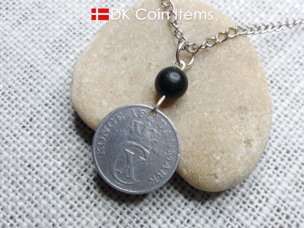 Denmark 1941 coin necklace - 83 year old crowned letter C initial 2 ore - 83rd birthday gift - Antique Danish souvenir - Cord/chain option