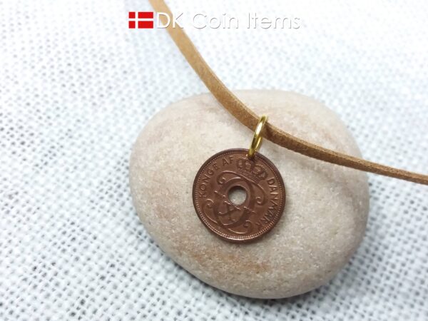 Denmark 1936 coin pendant necklace - Letter C initial on 88 year old 1 ore - 88th birthday gift - Danish souvenir - Cord/chain option