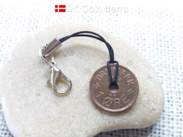 Danish 1932 coin charm. C-monogram 1 ore coin 92 years old.