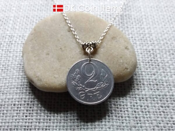 Denmark C-initial 1941 coin necklace (chain included) - 83 year old vintage 2 ore as coin pendant - 83rd birthday gift - Danish souvenir