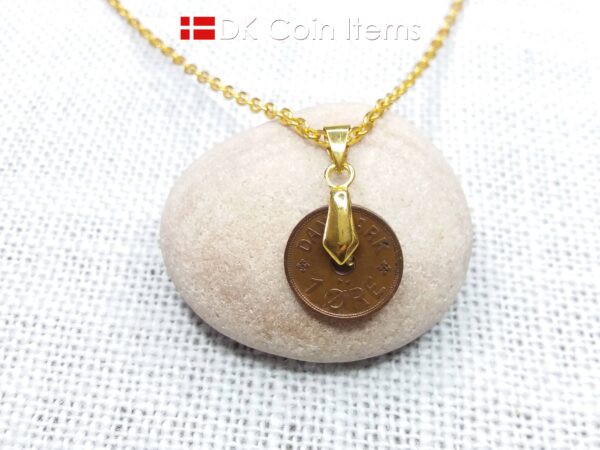 1930 C-initial coin necklace - 94 year old Denmark vintage copper 1 ore coin pendant - Antique Danish souvenir gift - Cord/chain options