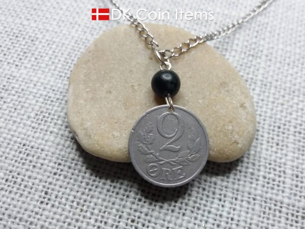 Denmark 1941 coin necklace - 83 year old crowned letter C initial 2 ore - 83rd birthday gift - Antique Danish souvenir - Cord/chain option