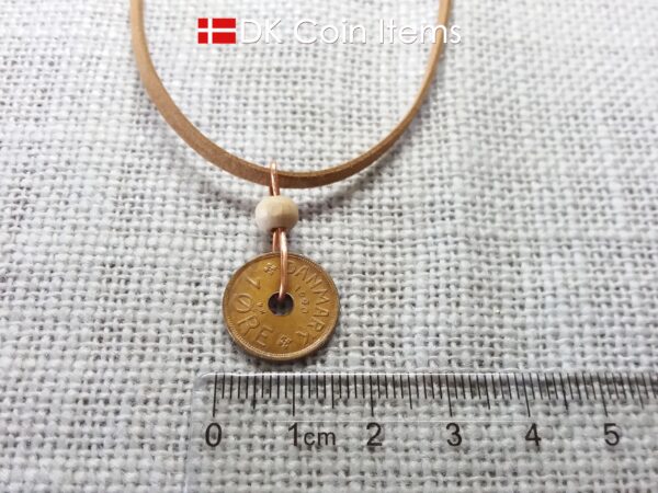 Denmark 1940 coin necklace - 84 year old crowned letter C initial 1 ore - 84th birthday gift - Antique Danish souvenir - Cord/chain option