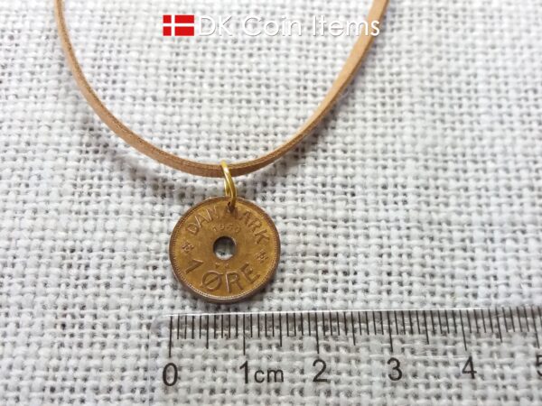 Denmark 1940 coin pendant necklace - Letter C initial on 84 year old 1 ore - 84th birthday gift - Danish souvenir - Cord/chain option