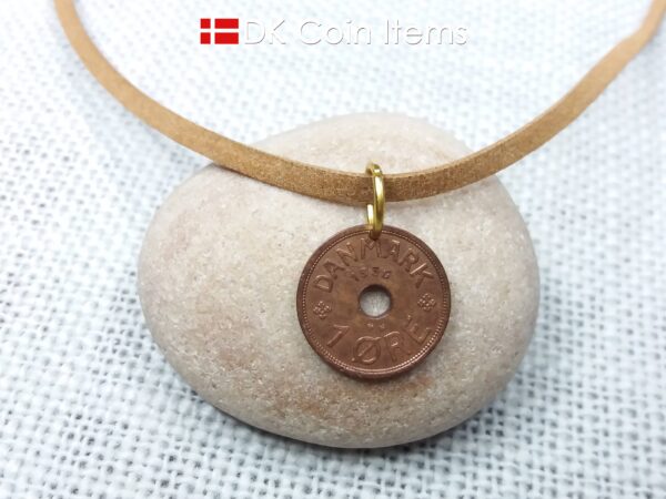 Denmark 1936 coin pendant necklace - Letter C initial on 88 year old 1 ore - 88th birthday gift - Danish souvenir - Cord/chain option