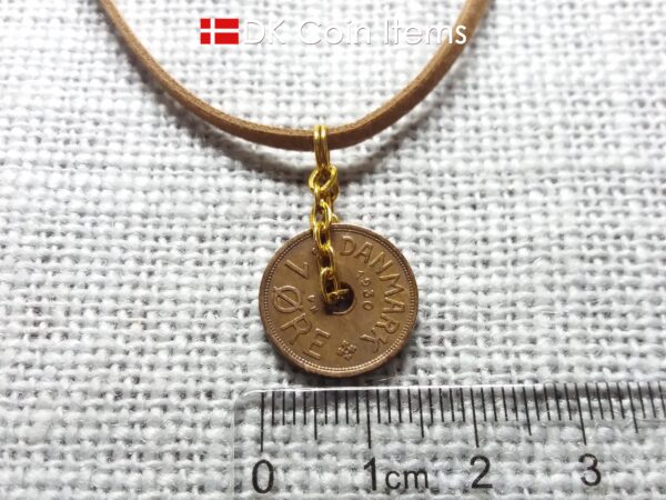 Danish 1930 coin necklace. C-monogram 1 ore coin 94 years old.