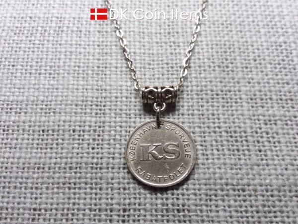 Denmark Little Mermaid necklace (chain included) - Copenhagen Tramways vintage token coin from the 1960s with The Little Mermaid sculpture