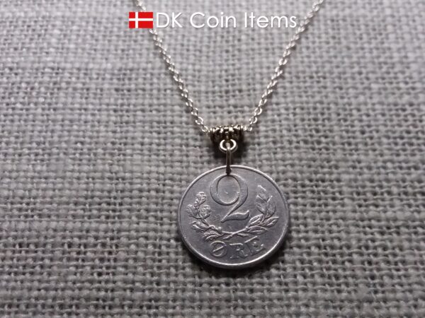 Denmark C-initial 1941 coin necklace (chain included) - 83 year old vintage 2 ore as coin pendant - 83rd birthday gift - Danish souvenir