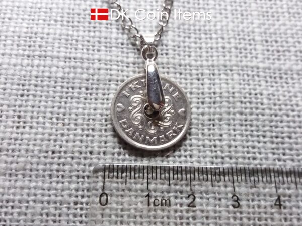 Coin necklace with a Danish 1 krone as coin pendant on a pinch bail with snap lock - Danish souvenir - Cord/chain options