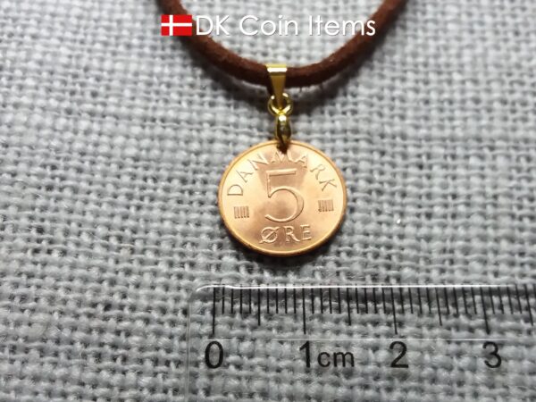 Denmark 1973 coin necklace. 51 year old M initial 5 ore coin pendant. 51st birthday gift. 5th anniversary gift. Danish vintage souvenir