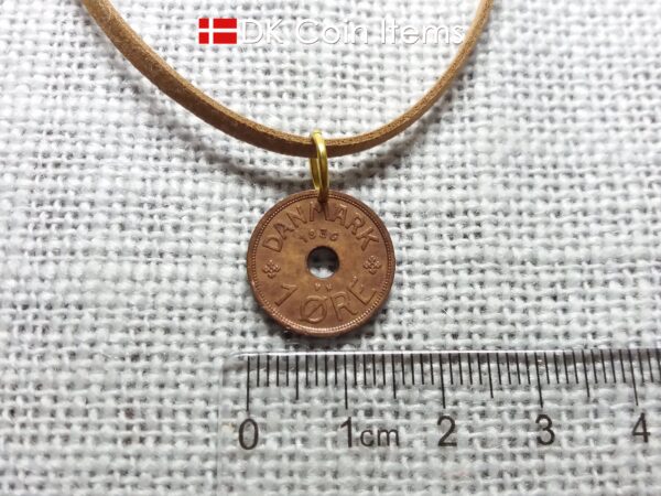 Denmark 1936 coin pendant necklace - Letter C initial on 88 year old 1 ore - 88th birthday gift - Danish souvenir - Cord/chain option