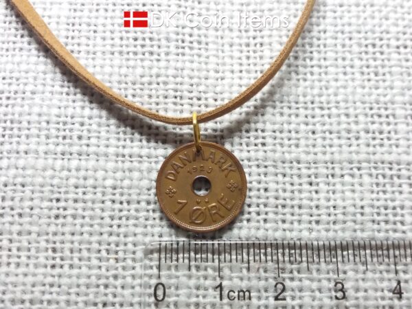 Denmark 1928 coin pendant. 96 years old C initial 1 ore coin.