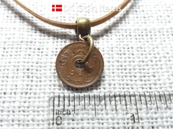 Danish 1930 coin necklace. 94 years old C-initial 1 ore coin.