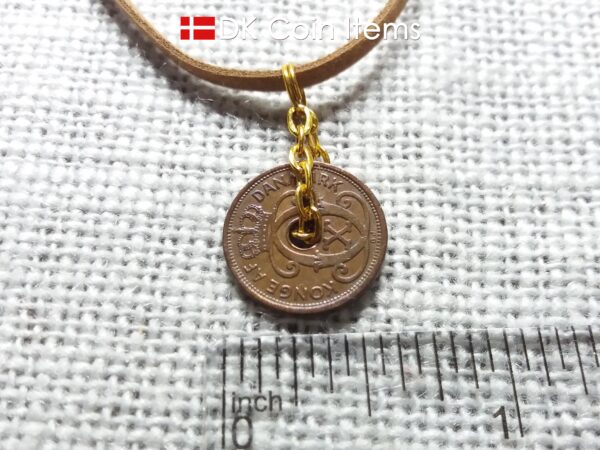 Danish 1930 coin necklace. C-monogram 1 ore coin 94 years old.