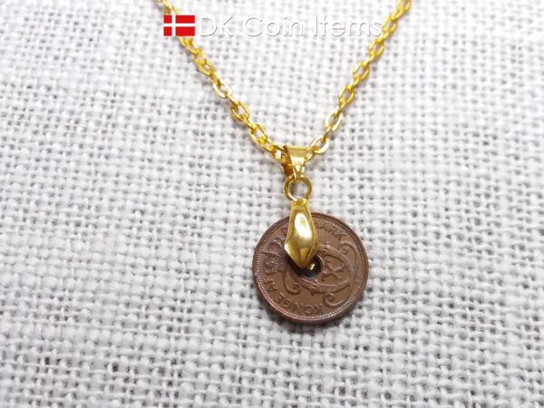 1930 C-initial coin necklace - 94 year old Denmark vintage copper 1 ore coin pendant - Antique Danish souvenir gift - Cord/chain options