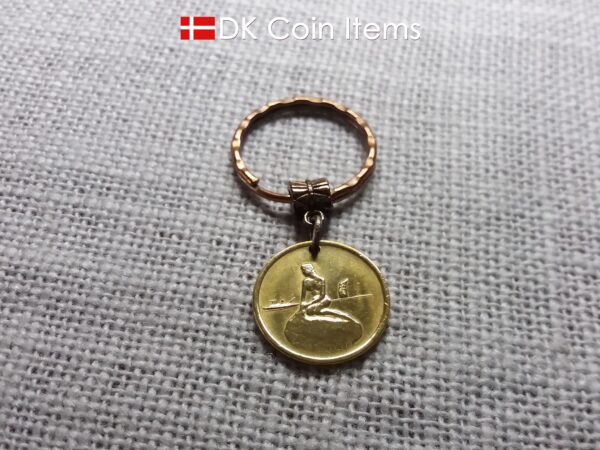 Denmark Mermaid keychain - The Little Mermaid sculpture on Copenhagen vintage token coin 1966-1967 - Danish fairy tale souvenir