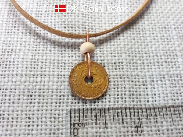 Denmark 1940 coin necklace - 84 year old crowned letter C initial 1 ore - 84th birthday gift - Antique Danish souvenir - Cord/chain option