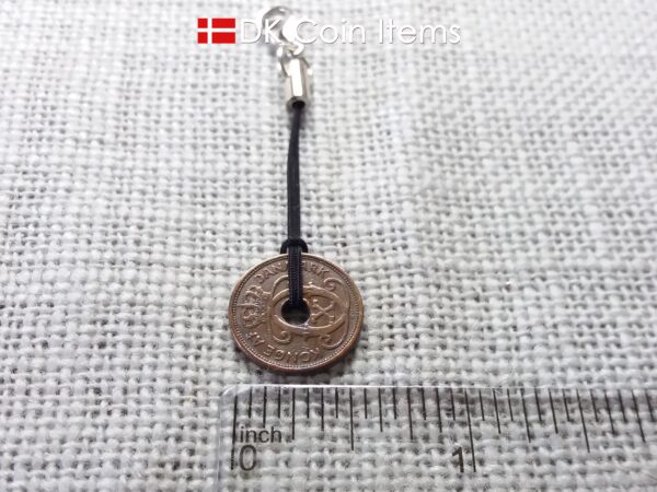 Danish 1927 coin charm. C-monogram 1 ore coin 97 years old.