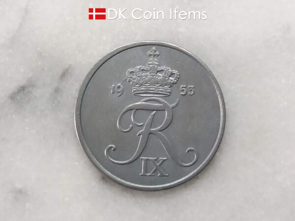 Danish 1953 vintage 5 ore coin - King Frederik IX of Denmark coin