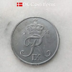 Danish 1954 vintage 5 ore coin - King Frederik IX of Denmark coin