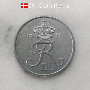 Danish 1955 vintage 5 ore coin - King Frederik IX of Denmark coin