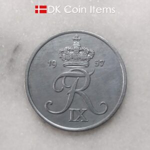 Danish 1957 vintage 5 ore coin - King Frederik IX of Denmark coin