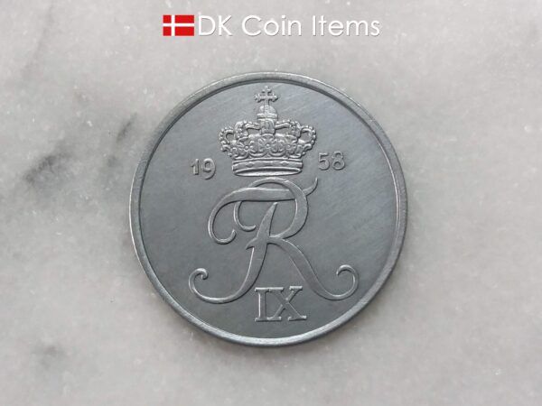 Danish 1958 vintage 5 ore coin - King Frederik IX of Denmark coin