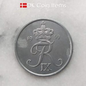 Danish 1959 vintage 5 ore coin - King Frederik IX of Denmark coin