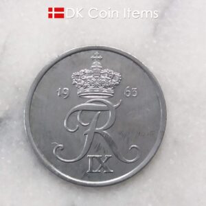 Danish 1963 vintage 5 ore coin - King Frederik IX of Denmark coin