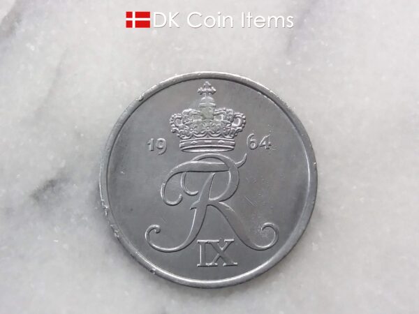 Danish 1964 vintage 5 ore coin - King Frederik IX of Denmark coin