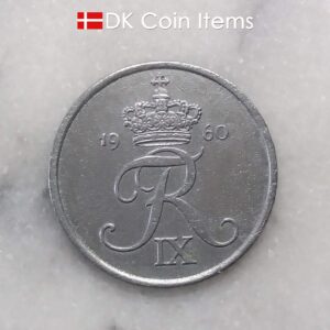 Danish 1960 vintage 5 ore coin - King Frederik IX of Denmark coin